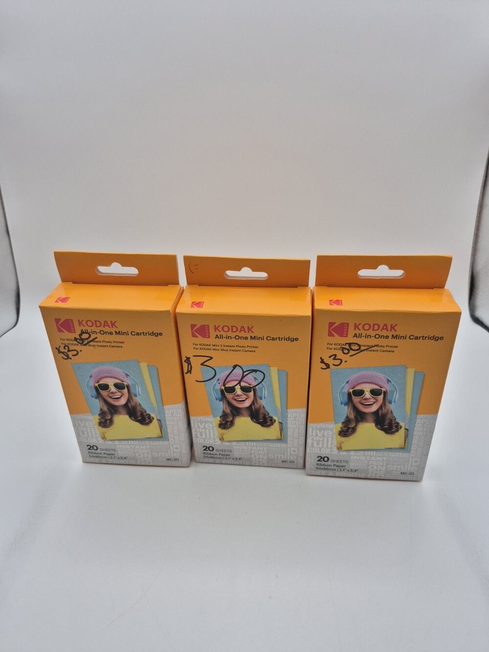 Lot of 3 Kodak All-in-ONe Mini Cartridge 60 Sheets Total 2.1" x 3.4" New Sealed
